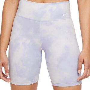 Nike Women's Cloudy Lavender Bike Shorts Tie Dye Purple White Icon Clash Small